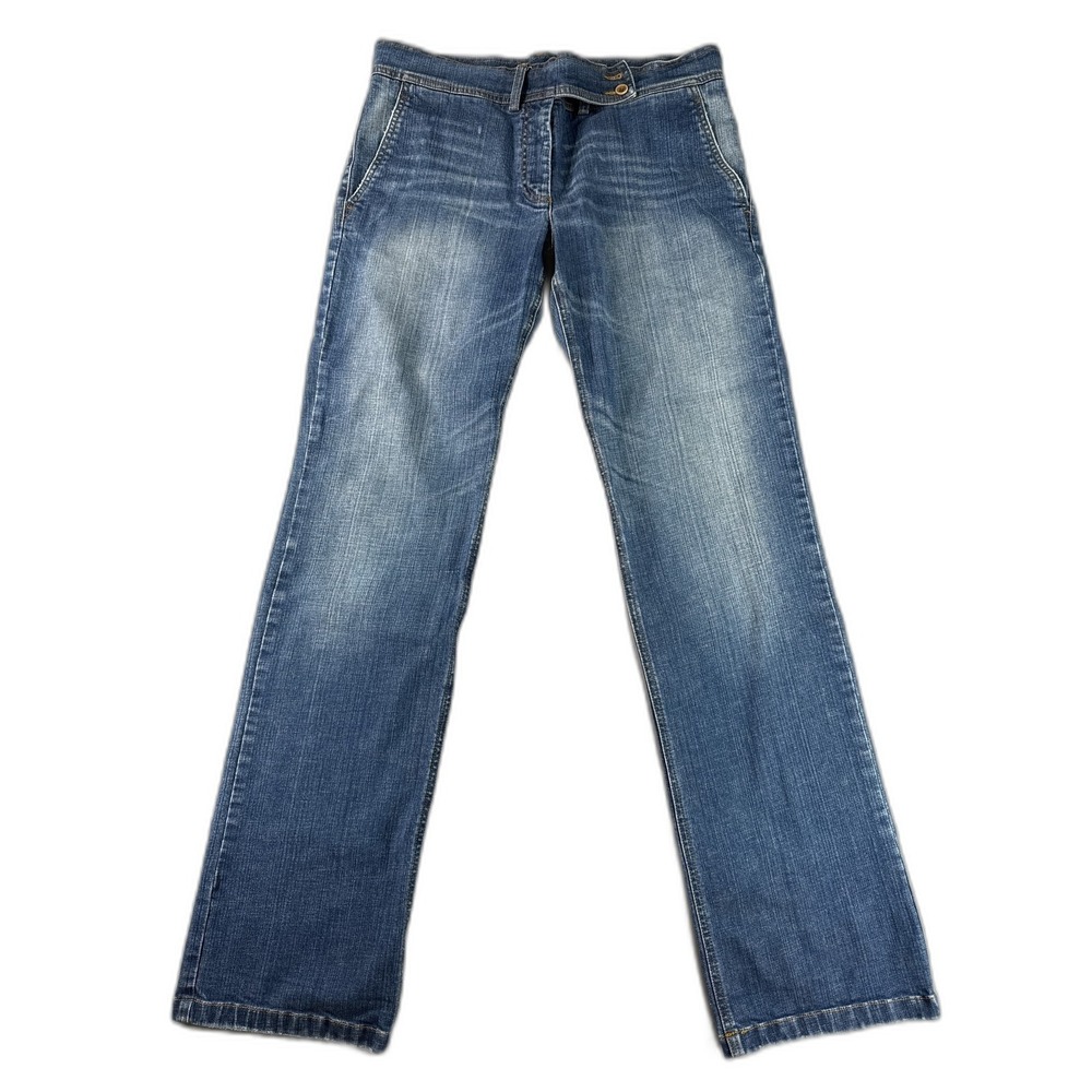 DKNY Straight Fit Jeans Womens 12 Blue Cotton Spandex Regular Mid Rise Denim Leg